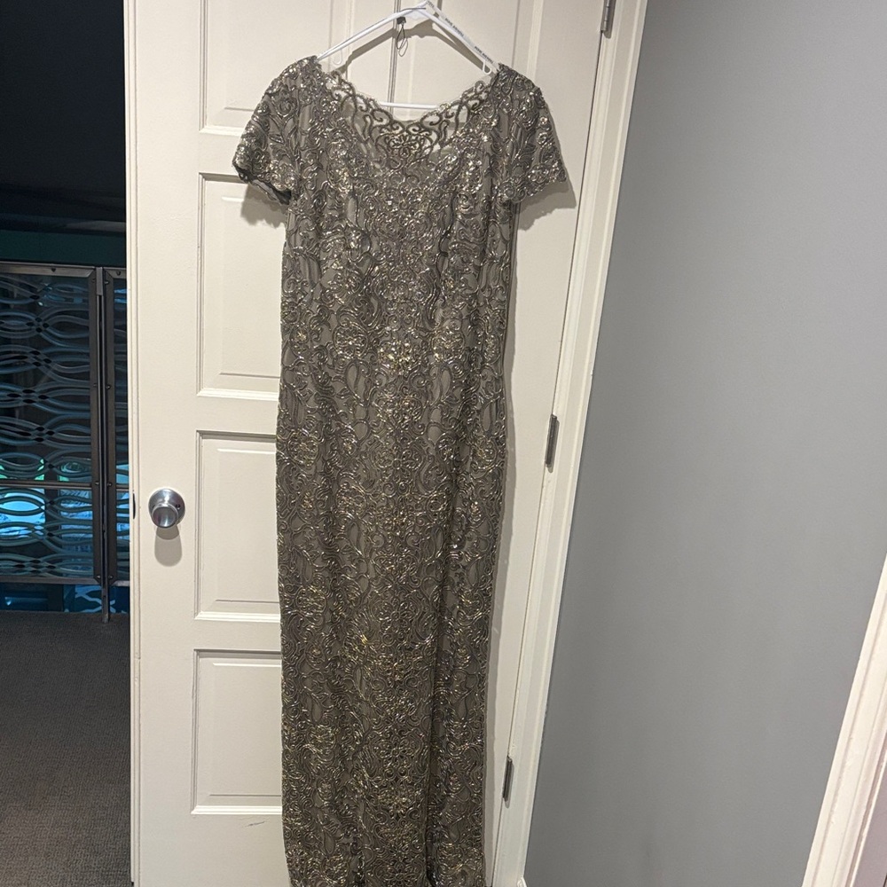 Tadashi Shoji Gold Lace Evening Dress